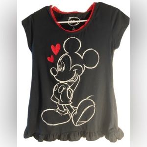 disney Mickey Mouse Women’s Blouse size medium 8-10 Black Love Mickey Hearts